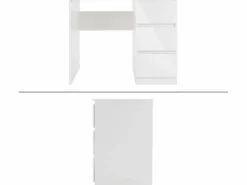 ML-DESIGN Mesa de ordenador con 3 cajones mesa de trabajo blanca Blanco Discount