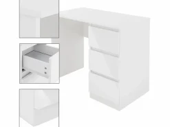 ML-DESIGN Mesa de ordenador con 3 cajones mesa de trabajo blanca Blanco Discount