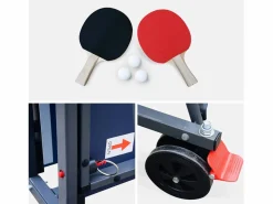 Sweeek Ping Pong|Mesa de ping pong interior plegable con 2 raquetas y 3 pelotas, 274cm