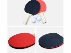 Mesa de ping pong plegable para interior con 4 raquetas y 6 pelotas,^Sweeek New