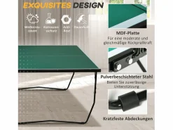 Ping Pong|Mesa de ping pong plegable para interior y exterior, MDF, , con ruedas y accesorios (274 x 152,5 x 76 cm)
