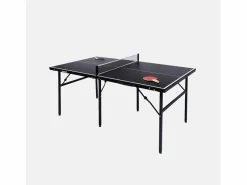 Sweeek Mesa de ping pong plegable para exterior con 2 raquetas y 3 pelotas, Negro