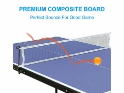Mesa de ping pong plegable portátil, superficie de MDF antideslizante, , con red, 2 palas y 3 pelotas (137,2 x 76,2 x 66 cm)^ Sale