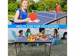 Mesa de ping pong plegable portátil, superficie de MDF antideslizante, , con red, 2 palas y 3 pelotas (137,2 x 76,2 x 66 cm)^ Sale