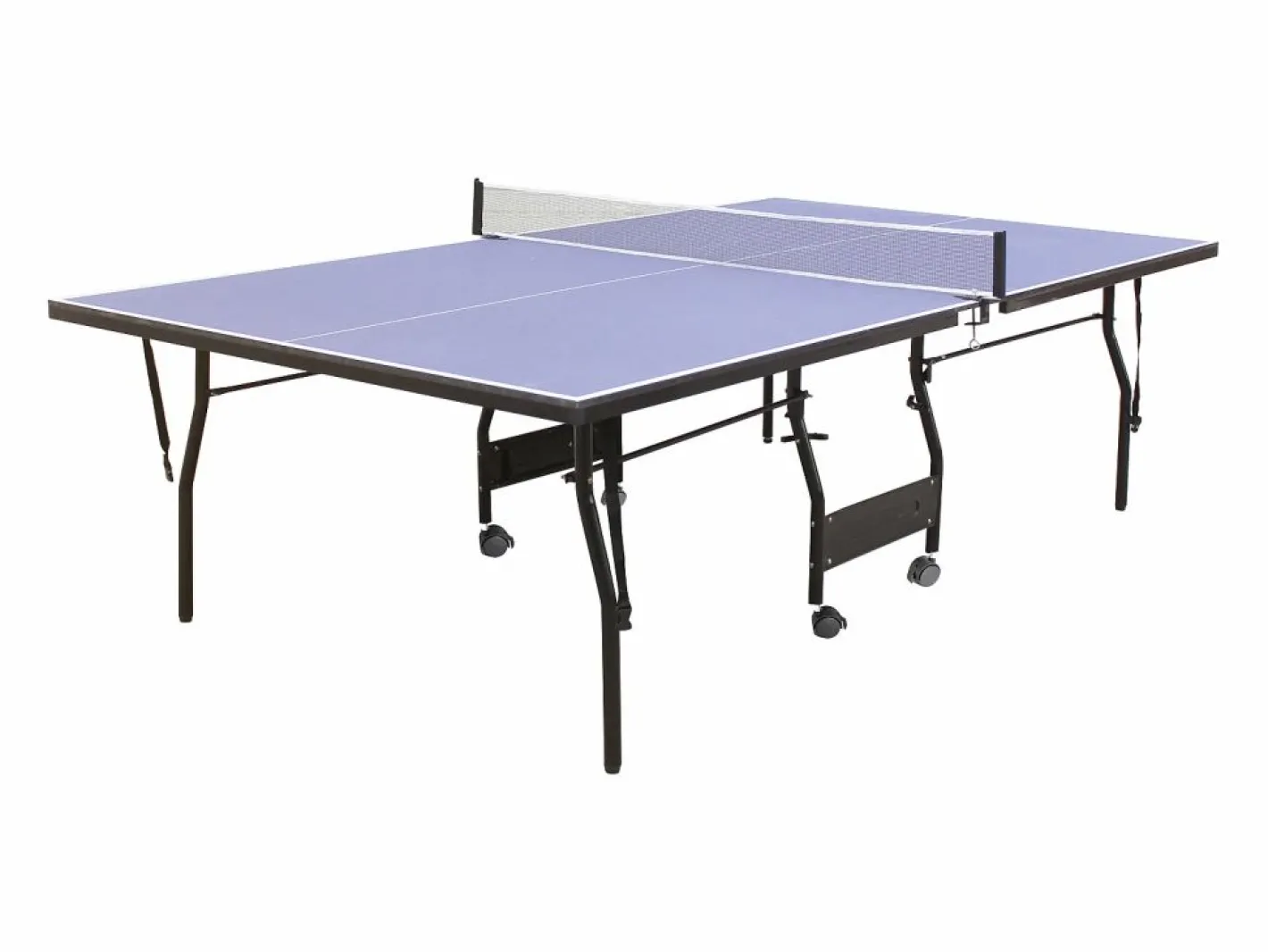 Vente-unique Mesa de ping-pong plegable con ruedas para interior, Ancho 274 x Prof. 152.5 x Alt. 76 cm, GARRY Azul Best