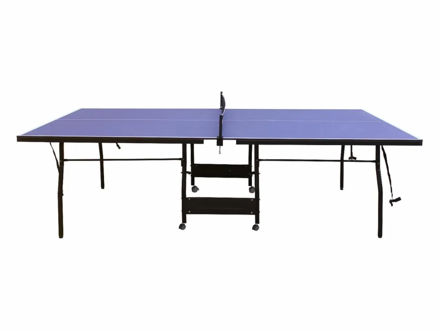 Vente-unique Mesa de ping-pong plegable con ruedas para interior, Ancho 274 x Prof. 152.5 x Alt. 76 cm, GARRY Azul Best