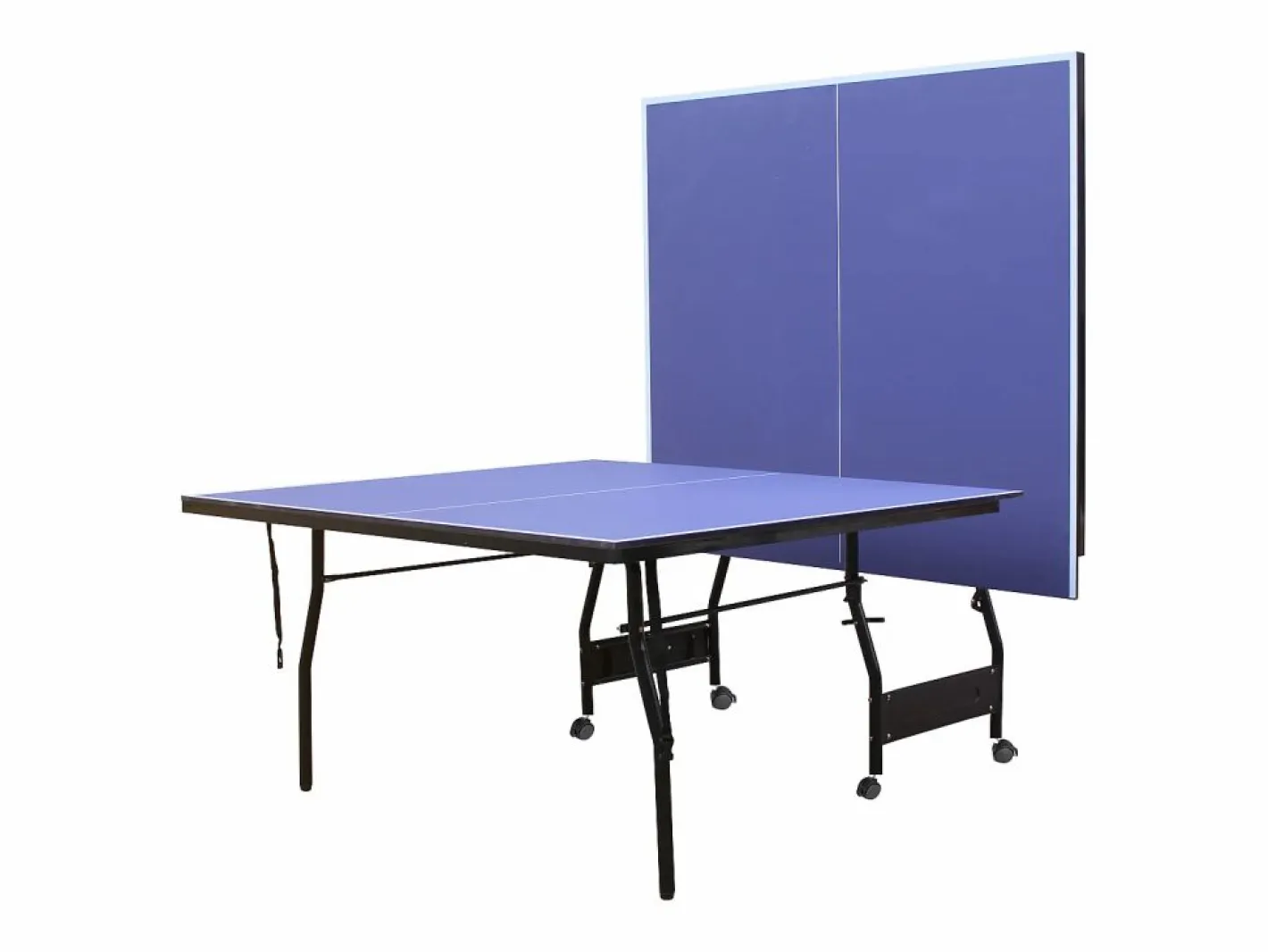 Vente-unique Mesa de ping-pong plegable con ruedas para interior, Ancho 274 x Prof. 152.5 x Alt. 76 cm, GARRY Azul Best