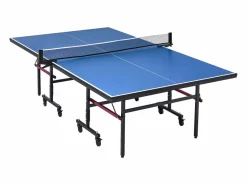 Mesa de Ping-Pong SucceBuy, Tenis de Mesa Profesional, MDF de Interior, Plegable con Red de Ajuste Rápido, Ruedas Bloqueables Azul New