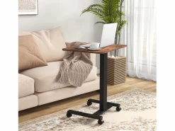 Mesa de trabajo regulable en altura, con 4 ruedas, 2 frenos, aglomerado, marrón rústico (65x48x108 cm) Marru00f3n Outlet