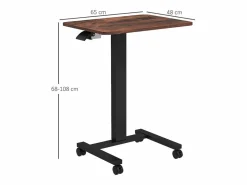 Mesa de trabajo regulable en altura, con 4 ruedas, 2 frenos, aglomerado, marrón rústico (65x48x108 cm) Marru00f3n Outlet