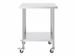 Mesa de Trabajo SucceBuy Mesa de Trabajo de Acero Inoxidable de 60.96 x 76.2 cm con 4 Ruedas Plateado Clearance