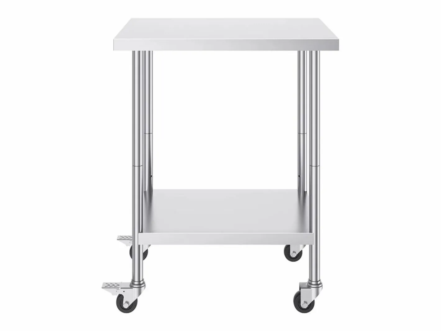 Mesa de Trabajo SucceBuy Mesa de Trabajo de Acero Inoxidable de 60.96 x 76.2 cm con 4 Ruedas Plateado Clearance