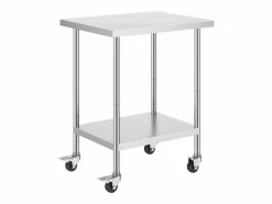 Mesa de Trabajo SucceBuy Mesa de Trabajo de Acero Inoxidable de 60.96 x 76.2 cm con 4 Ruedas Plateado Clearance