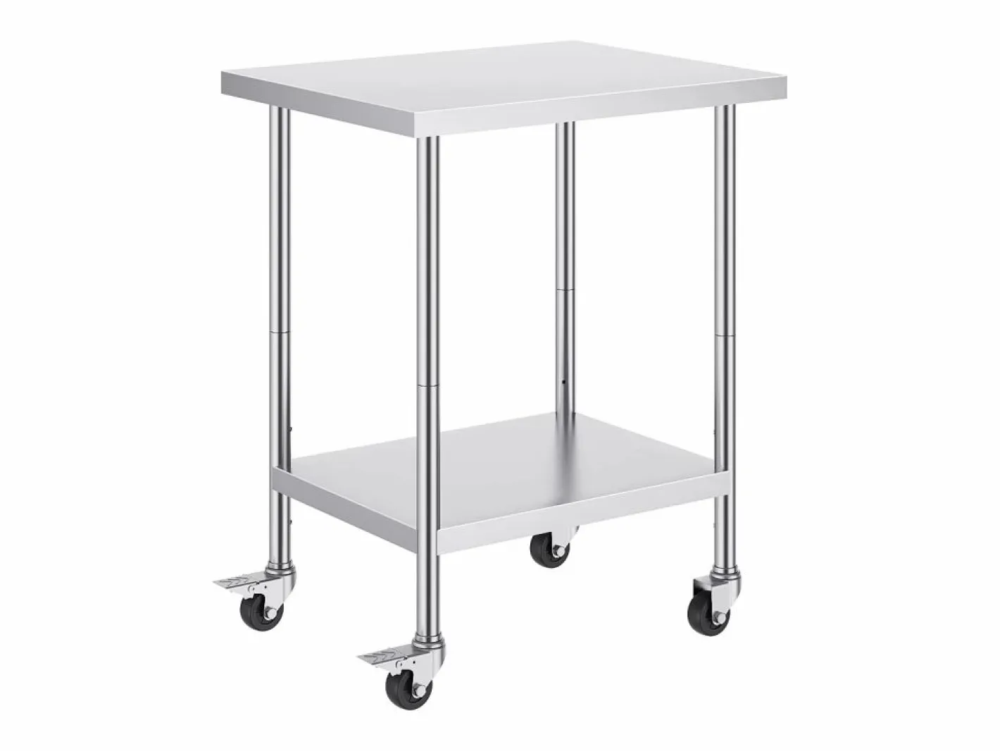 Mesa de Trabajo SucceBuy Mesa de Trabajo de Acero Inoxidable de 60.96 x 76.2 cm con 4 Ruedas Plateado Clearance