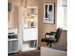 Sobuy Mesa De Ordenador|Mesa Escritorio de Trabajo, Plegable para Computadora con Estantes de Almacenamiento 64 x 58 x 145cm FWT92-H-W ES