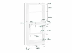 Sobuy Mesa De Ordenador|Mesa Escritorio de Trabajo, Plegable para Computadora con Estantes de Almacenamiento 64 x 58 x 145cm FWT92-H-W ES