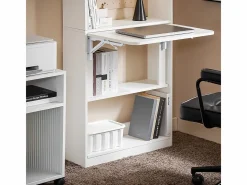 Sobuy Mesa De Ordenador|Mesa Escritorio de Trabajo, Plegable para Computadora con Estantes de Almacenamiento 64 x 58 x 145cm FWT92-H-W ES
