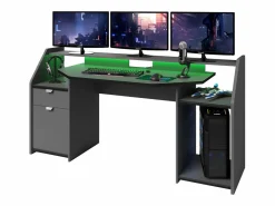 Mesa Gaming|Mesa Escritorio Gaming Grande con Cajón y Armario LED 98x180x67 cm