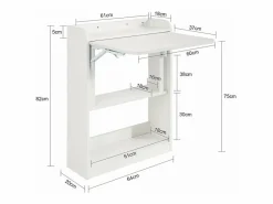 Sobuy Escritorio Rinconero|Mesa Escritorio Plegable Mesa Plegable para Computadora con Estantes de Almacenamiento Mesa de Trabajo 64x58x82cm FWT92-W ES