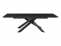 Maison Céphy Mesa extensible - Cerámica, vidrio templado y metal - Efecto mármol - COREMA Negro Discount