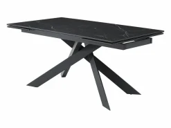Maison Céphy Mesa extensible - Cerámica, vidrio templado y metal - Efecto mármol - COREMA Negro Discount