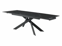 Maison Céphy Mesa extensible - Cerámica, vidrio templado y metal - Efecto mármol - COREMA Negro Discount