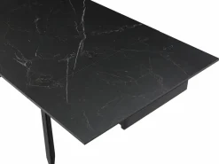 Maison Céphy Mesa extensible - Cerámica, vidrio templado y metal - Efecto mármol - COREMA Negro Discount