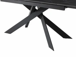Maison Céphy Mesa extensible - Cerámica, vidrio templado y metal - Efecto mármol - COREMA Negro Discount
