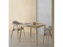 Mesa extensible 120/150 con patas de hevea con sobre chapado en roble^ New