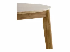 Mesa extensible 120/150 con patas de hevea con sobre chapado en roble^ New