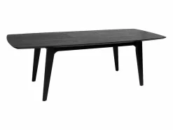 Miliboo Mesa Extensible|Mesa De Comedor|Mesa extensible con extensiones integradas rectangular de madera negra de roble L180-230 cm FIFTIES
