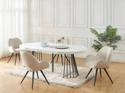 Vente-unique Mesa extensible de 2 a 12 cubiertos de MDF y acero - Efecto mármol blanco y negro - FIRELA Negro / Blanco Clearance