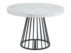 Vente-unique Mesa extensible de 2 a 12 cubiertos de MDF y acero - Efecto mármol blanco y negro - FIRELA Negro / Blanco Clearance