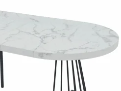 Vente-unique Mesa extensible de 2 a 12 cubiertos de MDF y acero - Efecto mármol blanco y negro - FIRELA Negro / Blanco Clearance