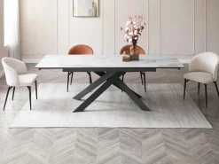 Mesa extensible de cerámica y metal - Mármol blanco y antracita - COREMA de MORABITO^Maison Céphy Online