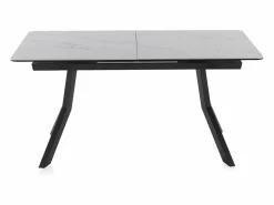 Mesa extensible de cerámica blanca con patas de metal 160/210x90 Blanco Discount