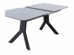 Mesa extensible de cerámica blanca con patas de metal 160/210x90 Blanco Discount