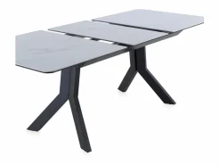 Mesa extensible de cerámica blanca con patas de metal 160/210x90 Blanco Discount