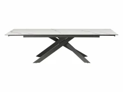 Maison Céphy Mesa extensible en cerámica y vidrio templado - Efecto mármol blanco y antracita - COREMA Gris antracita / Blanco Online