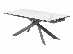 Maison Céphy Mesa extensible en cerámica y vidrio templado - Efecto mármol blanco y antracita - COREMA Gris antracita / Blanco Online