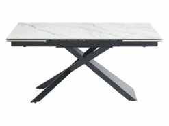 Maison Céphy Mesa extensible en cerámica, cristal templado y metal - Efecto mármol blanco y negro - LUMIEL Negro / Blanco Best