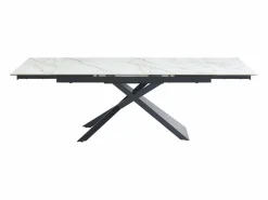 Maison Céphy Mesa extensible en cerámica, cristal templado y metal - Efecto mármol blanco y negro - LUMIEL Negro / Blanco Best