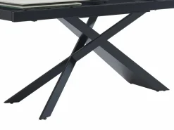 Maison Céphy Mesa extensible en cerámica, cristal templado y metal - Efecto mármol blanco y negro - LUMIEL Negro / Blanco Best