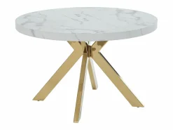 Mesa extensible para 4 a 8 personas de MDF y acero - Efecto mármol blanco y Dorado - KOMONI^Vente-unique Best