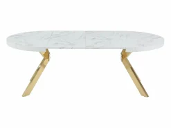 Mesa extensible para 4 a 8 personas de MDF y acero - Efecto mármol blanco y Dorado - KOMONI^Vente-unique Best