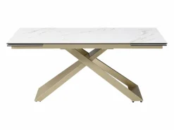 Maison Céphy Mesa extensible para 6-10 cubiertos en cerámica y vidrio templado - Efecto mármol - XERENA Blanco Clearance