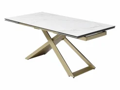 Maison Céphy Mesa extensible para 6-10 cubiertos en cerámica y vidrio templado - Efecto mármol - XERENA Blanco Clearance