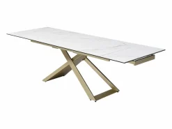 Maison Céphy Mesa extensible para 6-10 cubiertos en cerámica y vidrio templado - Efecto mármol - XERENA Blanco Clearance