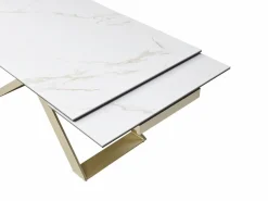 Maison Céphy Mesa extensible para 6-10 cubiertos en cerámica y vidrio templado - Efecto mármol - XERENA Blanco Clearance