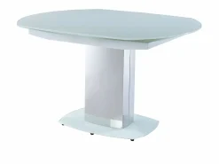 Vente-unique Mesa extensible TALICIA - Cristal templado y metal - Blanco